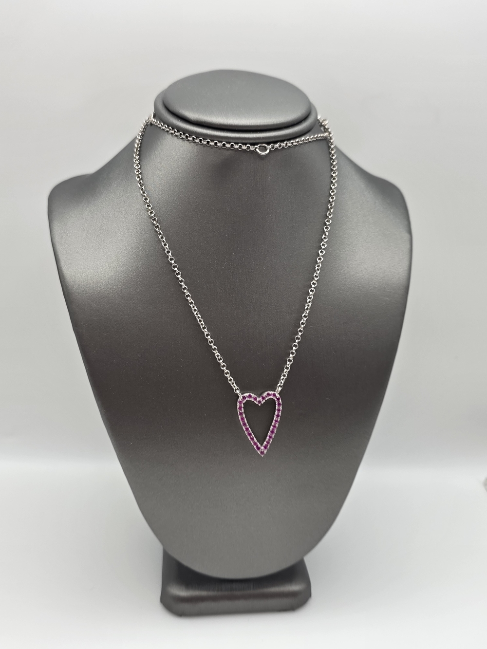 Sterling Silver 925 Necklace with Pink Heart Pendant